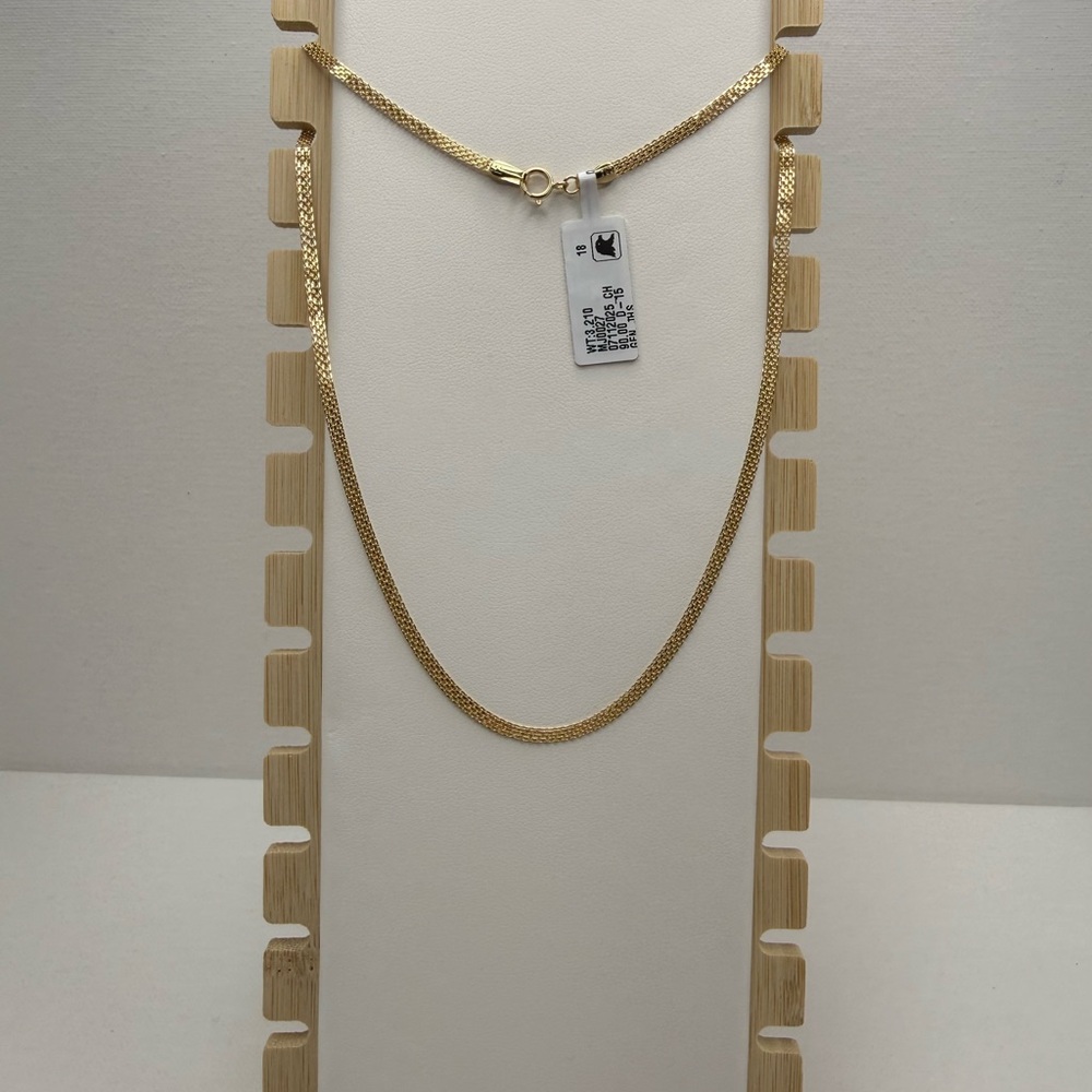 18K Geuine Yellow Gold Bismark Chain Necklace - Picture 6 of 17